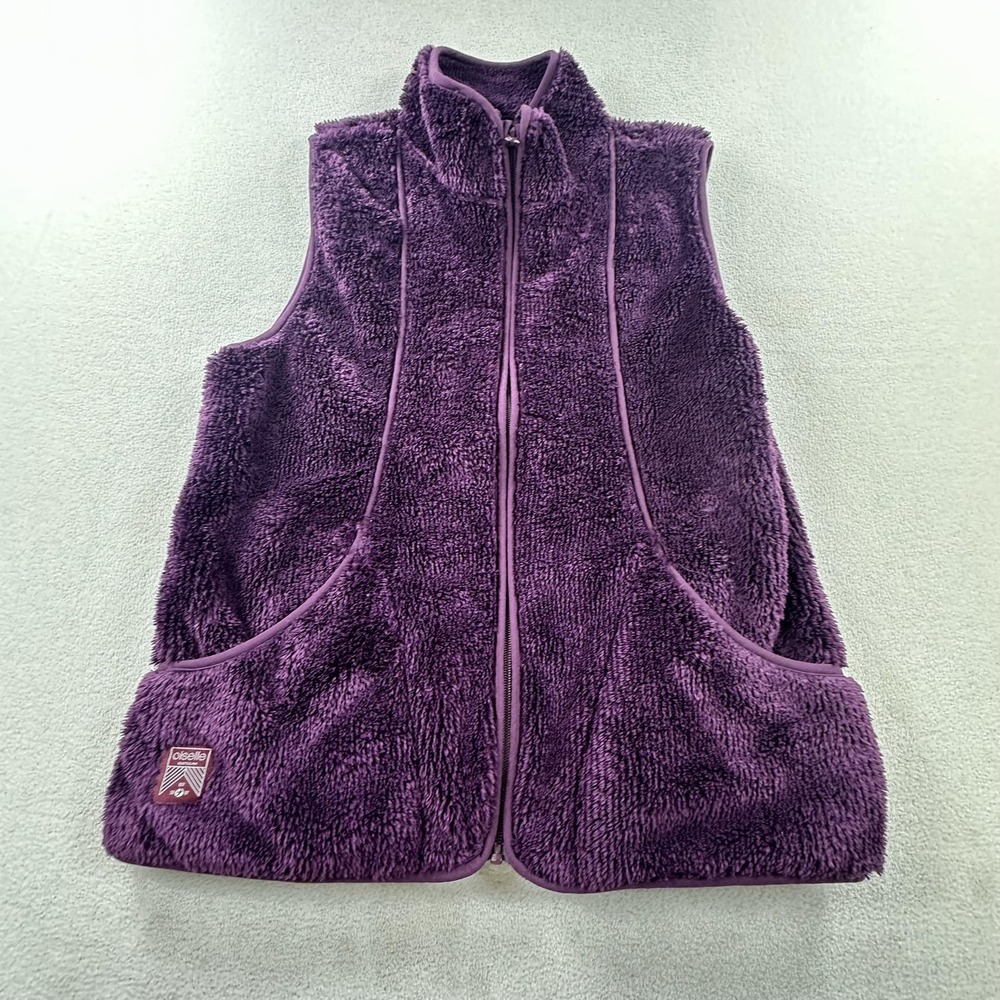 Oiselle Vest Womens Large Purple Fuzzy Sherpa Fleece Full Zip Warm Pockets
